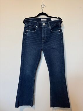 LOFT Dark Indigo Flare Crop Jeans